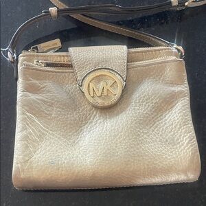 Michael Kors Gold Pebbled Leather Crossbody Bag